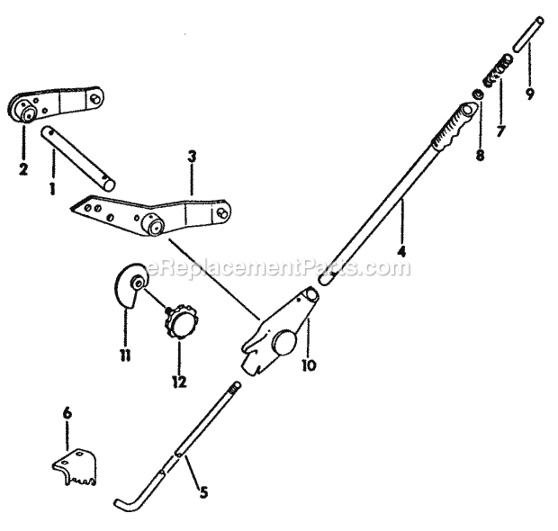Manual Lift Handle & Connections Diagram and Parts List for 169 2050048U Cub Cadet Lawn Tractor